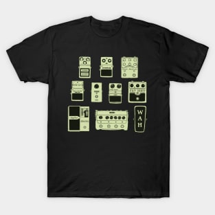 Guitar Pedals Music Gear Graphic Guitarist Bassist Gift (green print) T-Shirt